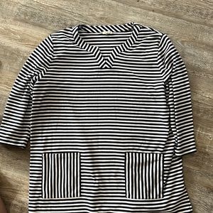 Striped blue pullover with pockets